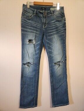 DH3 Chloe Curvy Fit Straight Leg Distressed Y2K Double Button Jeans Size 6x32